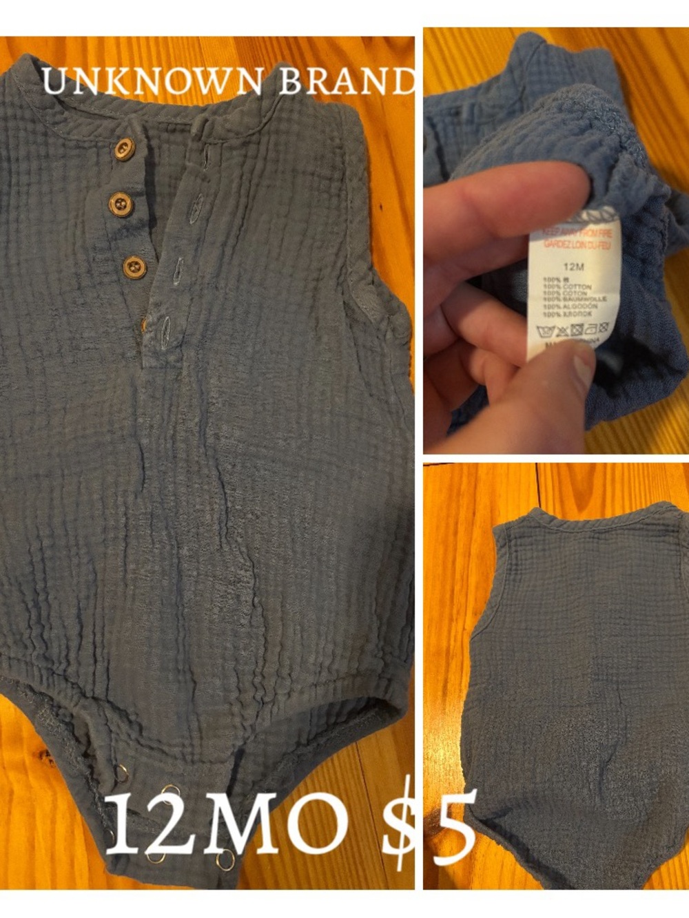 Unknown Brand Blue Baby Romper - 12M